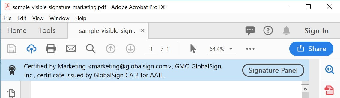 GlobalSign AATL certificate for signing PDF documents